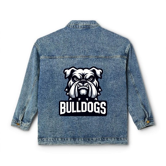 Bulldogs Mascot Back To School Team Spirit Classic Women's Denim Jackets
