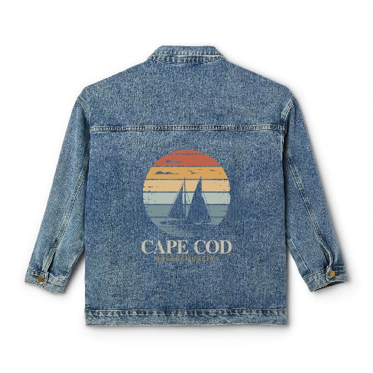 Cape Cod Vintage SunsetMassachusetts Sailing Classic Women's Denim Jackets