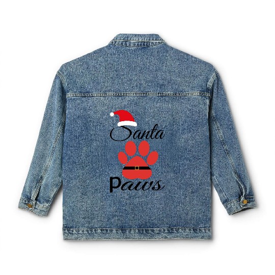 Santa Paws Classic Women's Denim Jackets, Christmas for Pet lover santa