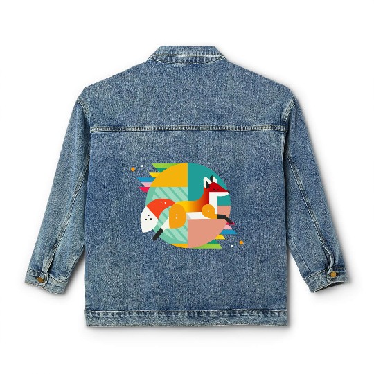 Geometric fox - modern design & closeness to natur Classic Women's Denim Jackets