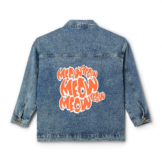 Many Funny Meow Cat Meow Comic Letters Text Quote Classic Women's Denim Jackets