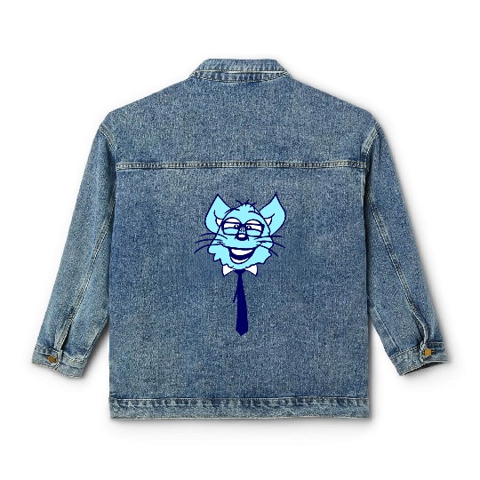 Nerd Cat Horn-rimmed Glasses Geek Smart Kitten Fun Classic Women's Denim Jackets