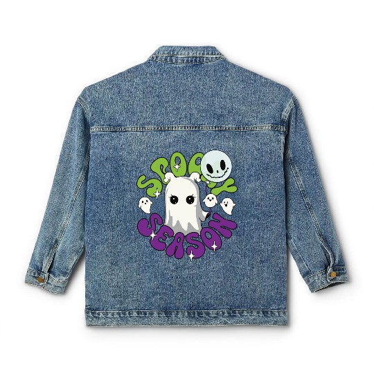Halloween Ghosts Spooky Season Classic Women's Denim Jackets