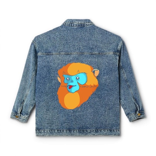 Cute Monkey Face Golden Snub Nosed Monkey Lover Classic Women's Denim Jackets