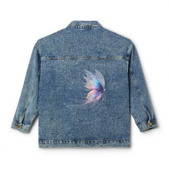 Magical Colorful Butterfly Design Classic Women's Denim Jackets