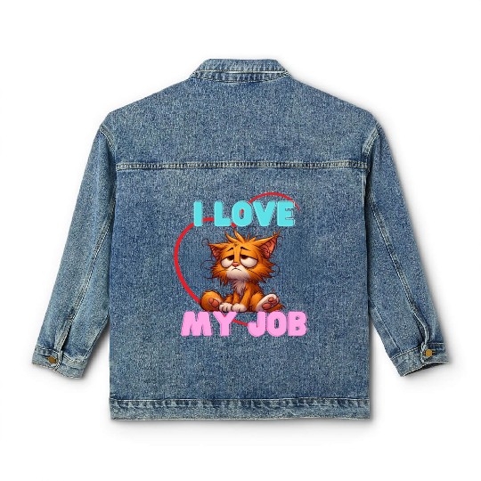 Sad Cat Classic Women's Denim Jackets – I Love My Job Funny Apparel
