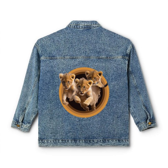 Kittens, Lion cubs Classic Women's Denim Jackets