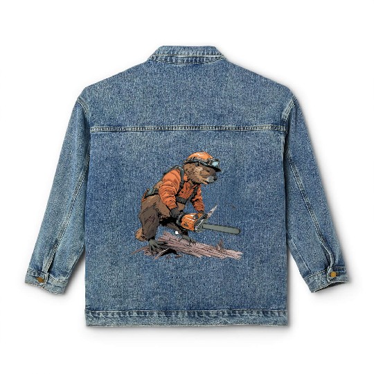 Beaver Lumberjack Chainsaw Classic Women's Denim Jackets
