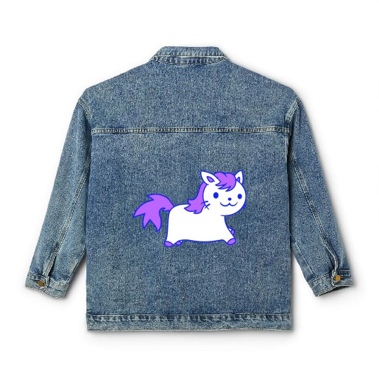 Little Pony Cat Face Little Small Horse Riding Fun Classic Women's Denim Jackets