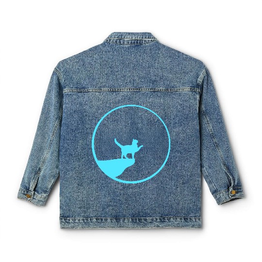 Cat Moon Cliff At Night Werewolf Round Howling Fun Classic Women's Denim Jackets