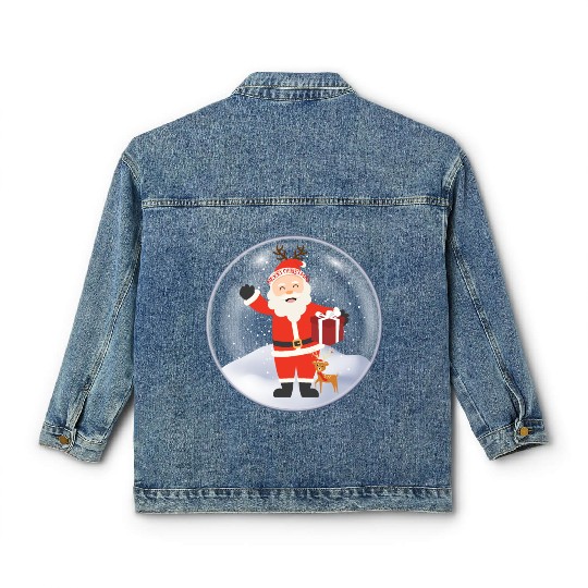 Santa’s Joy: Christmas Snow Globe Classic Women's Denim Jackets