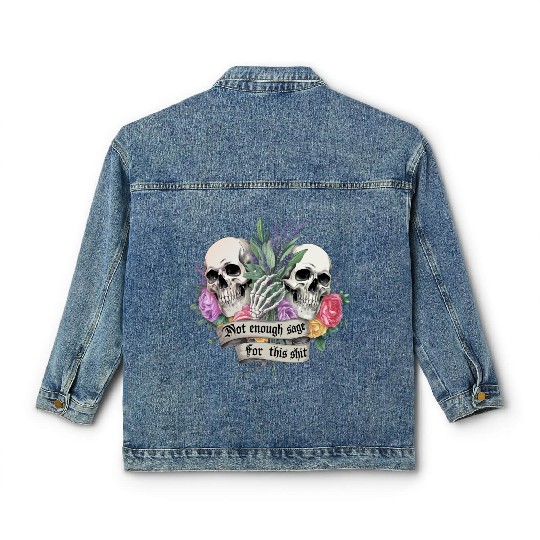 Bold Gothic Skulls & Sage Art | Dark Humor Classic Women's Denim Jackets