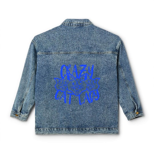 Crazy Cat Lady Text Love Saying Quote Weird Woman Classic Women's Denim Jackets