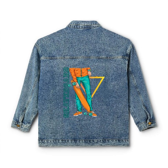 Skateboarding Design for Hardcore Skaters Classic Women's Denim Jackets