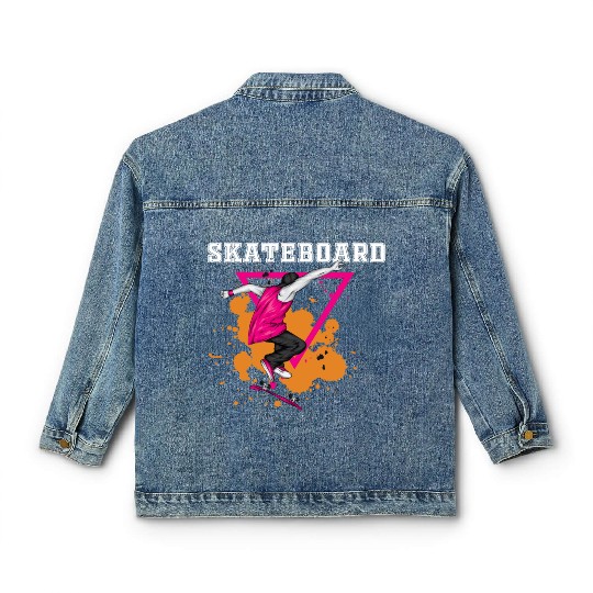 Skateboard Perfect for Street Thrashers Classic Women's Denim Jackets