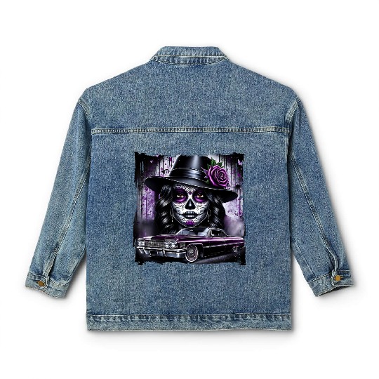 lowrider catrina Sugar skull Classic Women's Denim Jackets