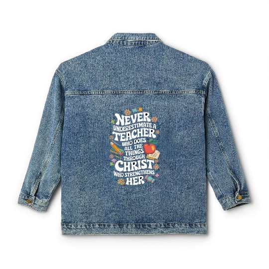 Things Through Christ Education Educator Teach Classic Women's Denim Jackets