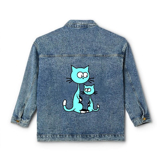 2 Curious Cats Looking Funny Mom Dad Little Kid Classic Women's Denim Jackets