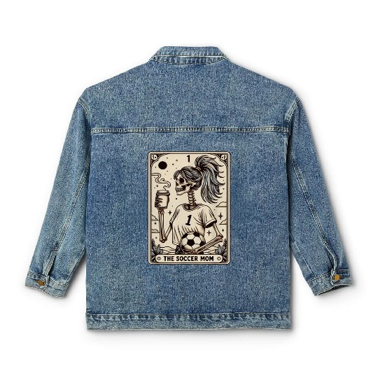 Soccer Mom Tarot Card Vintage Halloween Classic Women's Denim Jackets