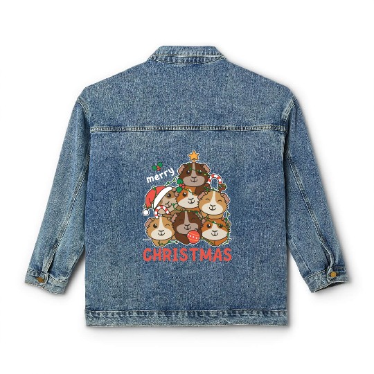 Guinea Pig Christmas Tree Merry Christmas Classic Women's Denim Jackets