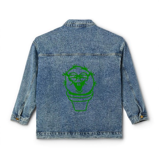 Cactus Nerd Glasses Prickly Spines Desert Cacti Classic Women's Denim Jackets