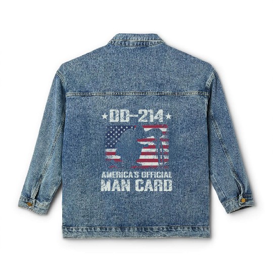 DD-214 America's Official Man Card Veteran Pride Classic Women's Denim Jackets