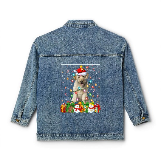 Labradoodle Dog Christmas Lights Classic Women's Denim Jackets