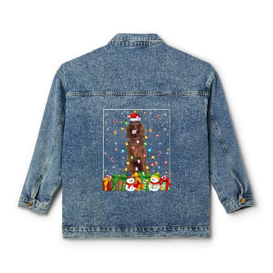 Irish Setter Dog Christmas Lights Classic Women's Denim Jackets