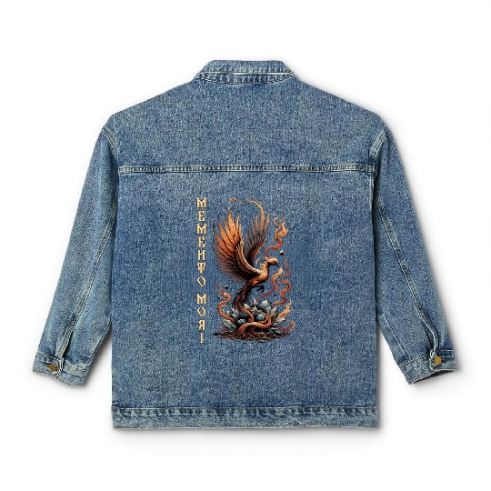 Memento Mori Phoenix Rebirth Fire Art Design Classic Women's Denim Jackets