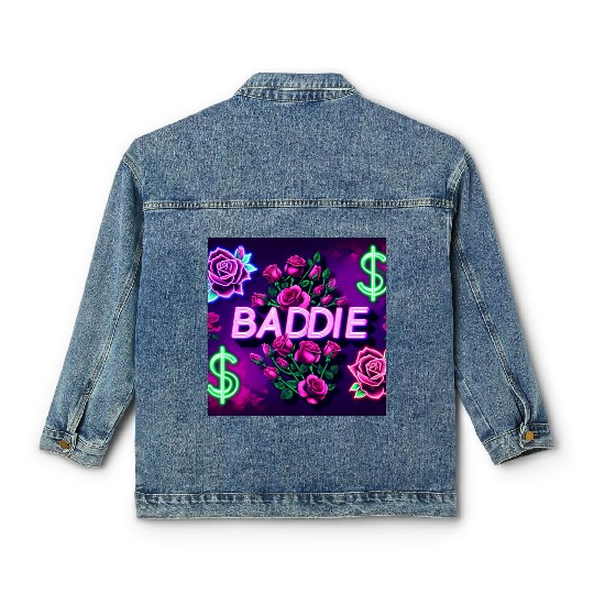 BADDIE in Neon Pink Classic Women's Denim Jackets