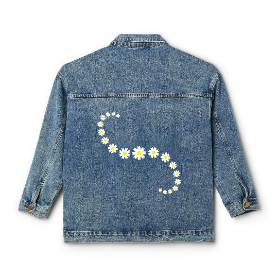 Many Pretty Daisy Flowers Decorative Nature Design Classic Women's Denim Jackets