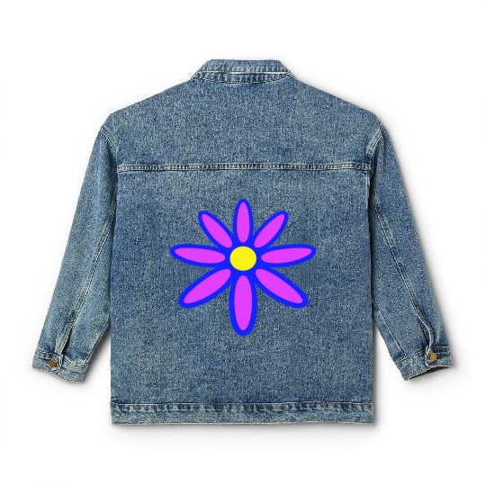 Small Daisy Flower Purple Decorative Nature Design Classic Women's Denim Jackets