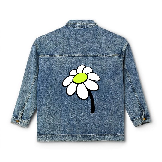 Small Daisy Flower White Decorative Nature Design Classic Women's Denim Jackets
