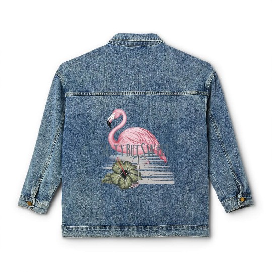 Salty but Sweet - Tropical Flamingo Vibes Classic Women's Denim Jackets
