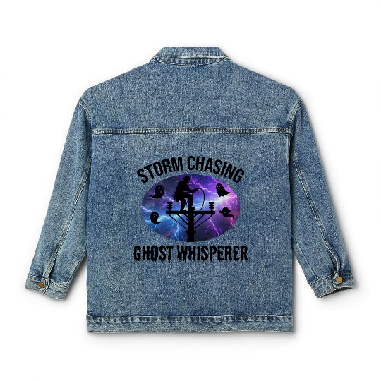 Storm Chasing Ghost Whisperer – Lineman Halloween Classic Women's Denim Jackets