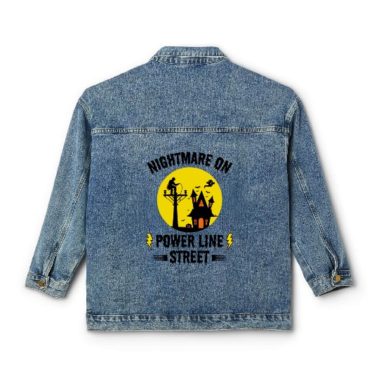 Nightmare on Power Line Street – Lineman Halloween Classic Women's Denim Jackets