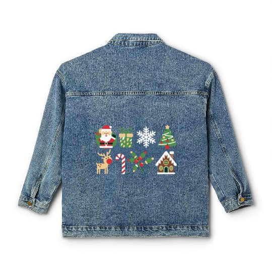 Christmas Icons Santa Tree Reindeer Festive Family Classic Women's Denim Jackets
