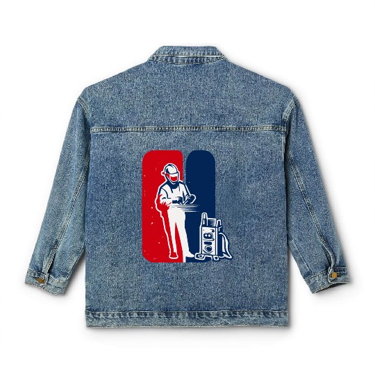 major league welder sticker Iconic Welder Design T Classic Women's Denim Jackets