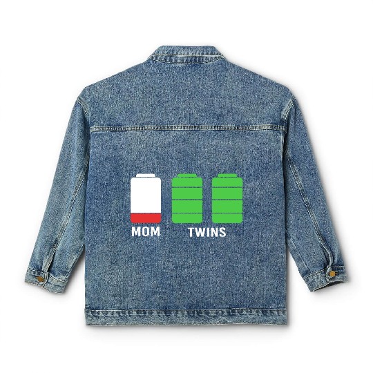 Funny Birthday Mama Twin Mom Low Battery Classic Women's Denim Jackets