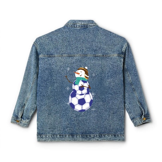 Snowman Soccer Winter Wonderland Fun Classic Women's Denim Jackets