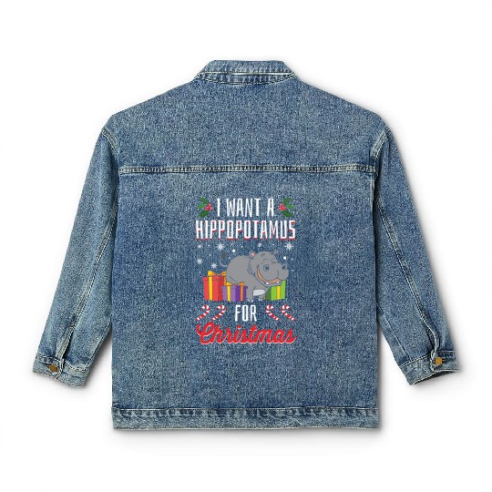 I Want A Hippopotamus For Christmas- Holidays Gift Classic Women's Denim Jackets
