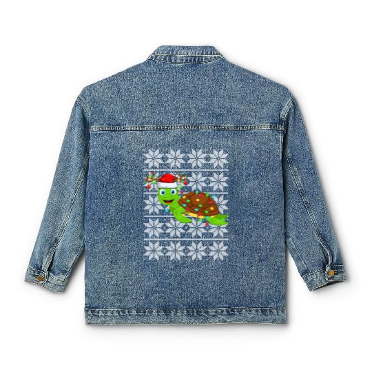 Sea Turtle Christmas Lights Classic Women's Denim Jackets