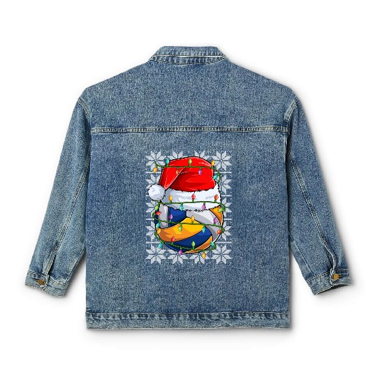 Volleyball Christmas Lights Classic Women's Denim Jackets