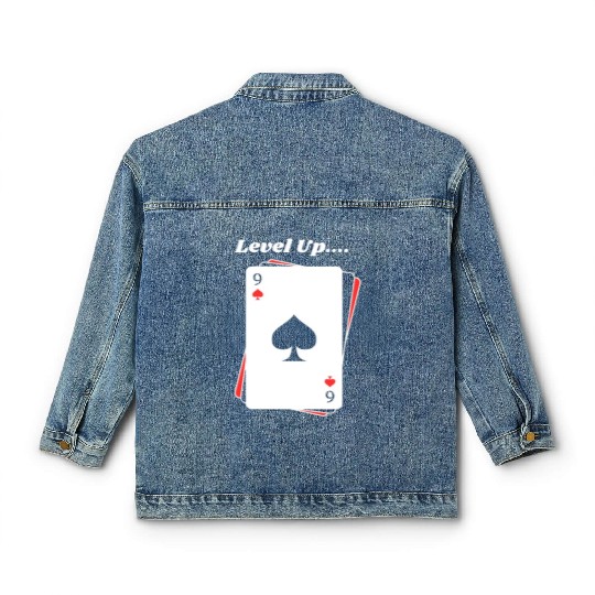 BLACK Men Classic Women's Denim Jackets For Game Card lovers - LEVEL UP