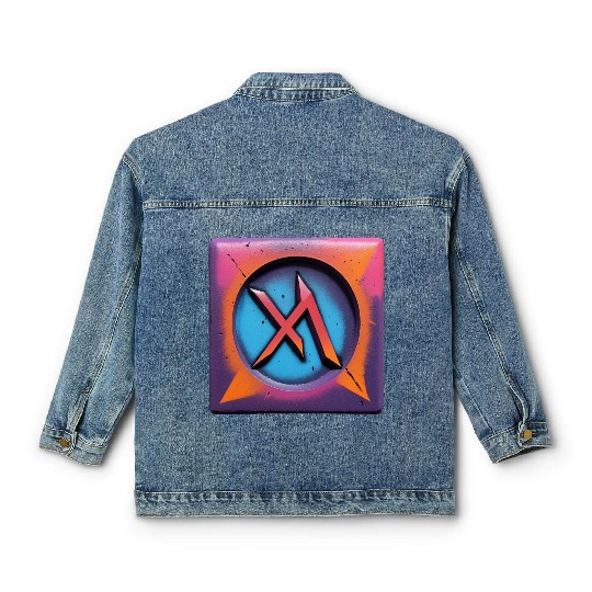 Bold Neon Graffiti Symbol Classic Women's Denim Jackets