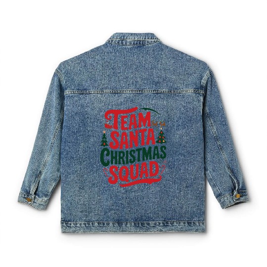 Team Santa Christmas Squad Festive Holiday party Classic Women's Denim Jackets