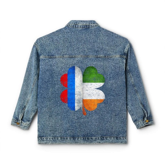 Russian Irish Shamrock Russia Ireland Flag Classic Women's Denim Jackets