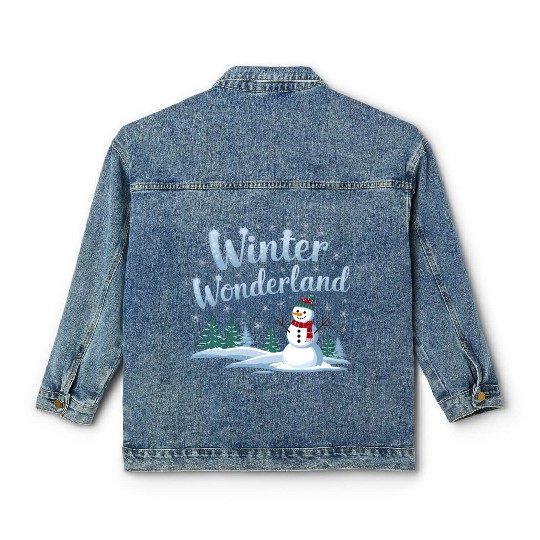 christmas snowman winter wonderland Classic Women's Denim Jackets