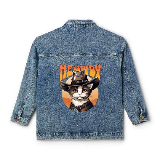 Meowdy Cowboy Cat Funny Howdy Meowdy Cowboy Cat Classic Women's Denim Jackets
