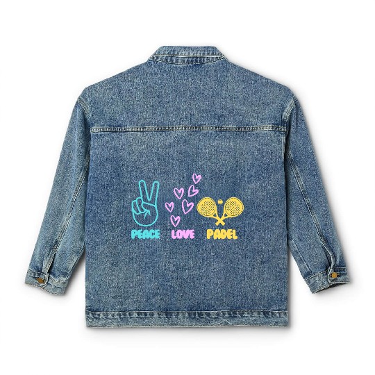 Padel Tennis peace love padel design Classic Women's Denim Jackets